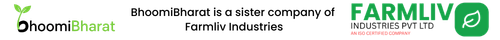 Logos of Bhoomi Bharat and Farmliv Industries on a white background