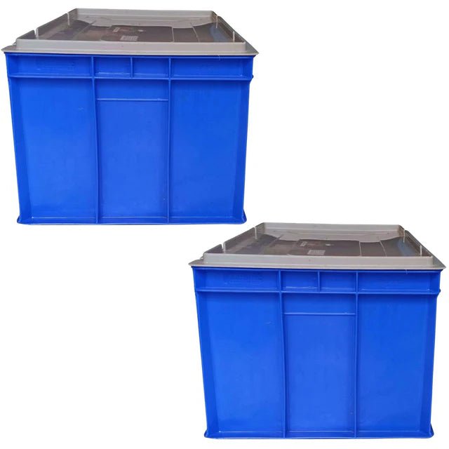 Bhoomi Bharat Industrial - Grade Multipurpose Plastic Storage Crate - 400× 300× 220mm (Durable, Stackable) - BhoomiBharat