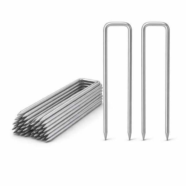 BhoomiBharat 6 Inch U Pins | Heavy Duty Galvanized Weed Mat & Fabric Staples